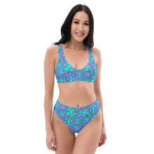 Load image into Gallery viewer, Greenflower Pattern on Blue - Recycled AOP High-Waisted Bikini - Keen Eye Design