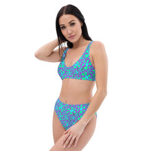 Load image into Gallery viewer, Greenflower Pattern on Blue - Recycled AOP High-Waisted Bikini - Keen Eye Design