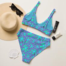 Load image into Gallery viewer, Greenflower Pattern on Blue - Recycled AOP High-Waisted Bikini - Keen Eye Design