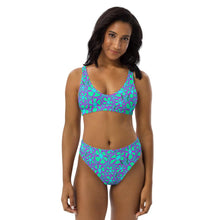 Load image into Gallery viewer, Greenflower Pattern on Blue - Recycled AOP High-Waisted Bikini - Keen Eye Design