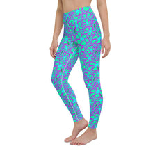 Load image into Gallery viewer, Greenflower Pattern on Blue - Women's Yoga Leggings - Keen Eye Design
