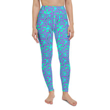 Load image into Gallery viewer, Greenflower Pattern on Blue - Women's Yoga Leggings - Keen Eye Design