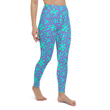 Load image into Gallery viewer, Greenflower Pattern on Blue - Women's Yoga Leggings - Keen Eye Design