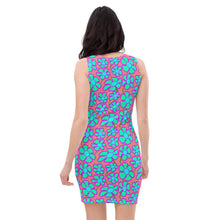 Load image into Gallery viewer, Greenflower Pattern on Pink - AOP Fitted Dress - Keen Eye Design