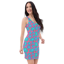 Load image into Gallery viewer, Greenflower Pattern on Pink - AOP Fitted Dress - Keen Eye Design