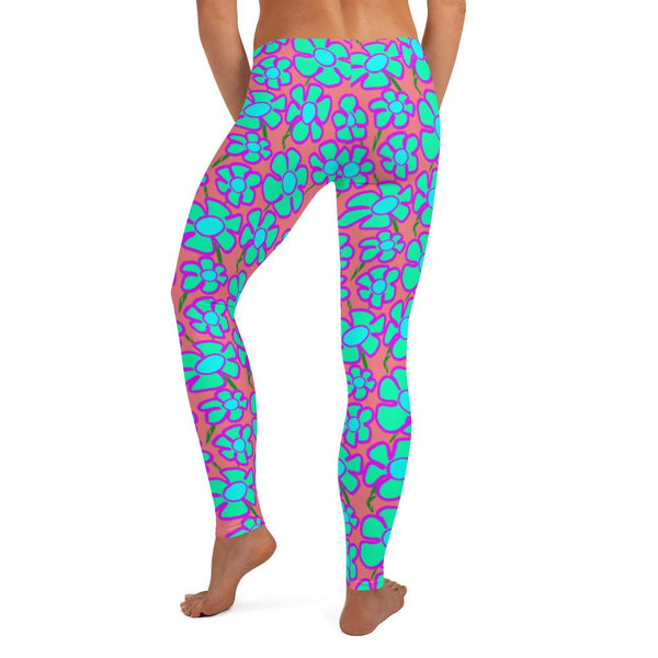 Greenflower Pattern on Pink - AOP Women's Leggings - Keen Eye Design