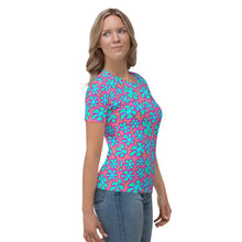 Load image into Gallery viewer, Greenflower Pattern on Pink - AOP Women's T-shirt - Keen Eye Design