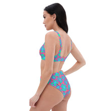 Load image into Gallery viewer, Greenflower Pattern on Pink - Recycled AOP High-Waisted Bikini - Keen Eye Design