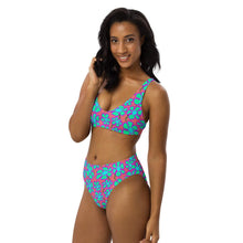 Load image into Gallery viewer, Greenflower Pattern on Pink - Recycled AOP High-Waisted Bikini - Keen Eye Design