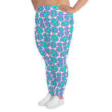 Load image into Gallery viewer, Greenflower Pattern on White - AOP Plus Size Leggings - Keen Eye Design
