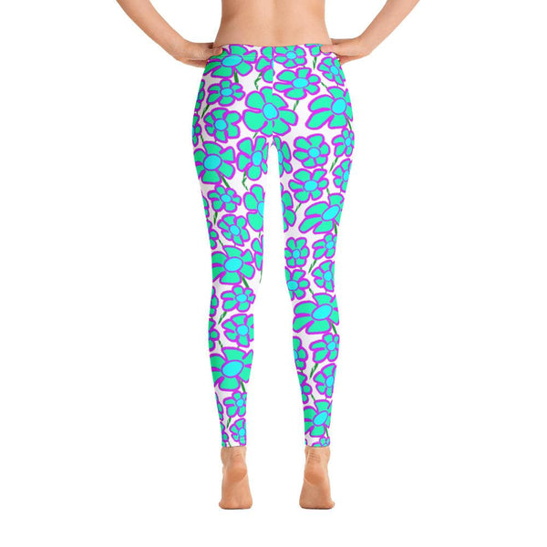 Greenflower Pattern on White - AOP Women's Leggings - Keen Eye Design