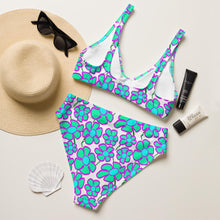 Load image into Gallery viewer, Greenflower Pattern on White - Recycled AOP High-Waisted Bikini - Keen Eye Design