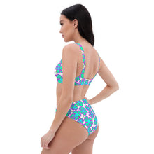 Load image into Gallery viewer, Greenflower Pattern on White - Recycled AOP High-Waisted Bikini - Keen Eye Design