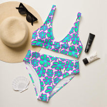 Load image into Gallery viewer, Greenflower Pattern on White - Recycled AOP High-Waisted Bikini - Keen Eye Design