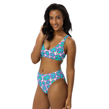 Load image into Gallery viewer, Greenflower Pattern on White - Recycled AOP High-Waisted Bikini - Keen Eye Design