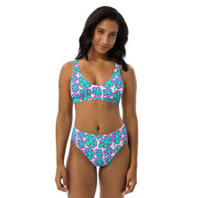 Load image into Gallery viewer, Greenflower Pattern on White - Recycled AOP High-Waisted Bikini - Keen Eye Design