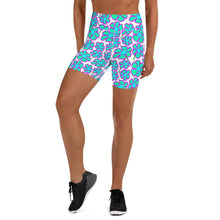 Load image into Gallery viewer, Greenflower Pattern on White - Yoga Shorts - Keen Eye Design