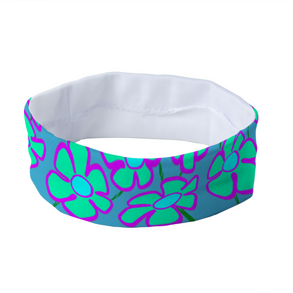 Greenflower on Blue - Unisex Headband - Keen Eye Design