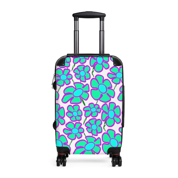 Greenflower on White - Cabin Suitcase - Keen Eye Design