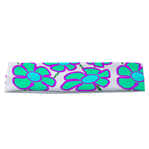 Greenflower on White - Unisex Headband - Keen Eye Design
