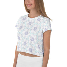 Load image into Gallery viewer, Hippy-Flower on Duck Egg Blue - AOP Crop Tee - Keen Eye Design