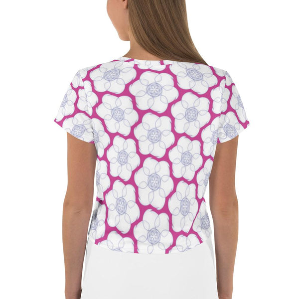 Hippy-Flower on Pink - AOP Crop Tee - Keen Eye Design