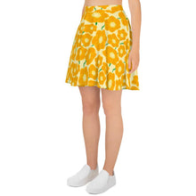 Load image into Gallery viewer, Hippy Orangeflower Pattern on Yellow - AOP Skater Skirt - Keen Eye Design