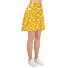 Load image into Gallery viewer, Hippy Orangeflower Pattern on Yellow - AOP Skater Skirt - Keen Eye Design