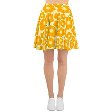Load image into Gallery viewer, Hippy Orangeflower Pattern on Yellow - AOP Skater Skirt - Keen Eye Design
