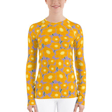 Load image into Gallery viewer, Hippy Orangeflower on Purple - Women's AOP Rash Guard - Keen Eye Design