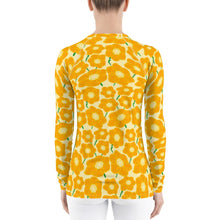 Load image into Gallery viewer, Hippy Orangeflower on Yellow - Women's AOP Rash Guard - Keen Eye Design