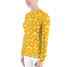 Load image into Gallery viewer, Hippy Orangeflower on Yellow - Women's AOP Rash Guard - Keen Eye Design