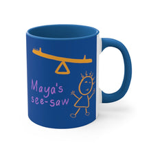 Load image into Gallery viewer, Maya's See-Saw - Blue Accent Coffee Mug, 11oz - Keen Eye Design