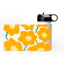 Load image into Gallery viewer, Orange Hippyflower - Premium Steel Water Bottle (choose from 3 sizes) - Keen Eye Design