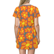 Load image into Gallery viewer, Orangeflower Pattern on Dark Gray - AOP T-Shirt Dress - Keen Eye Design