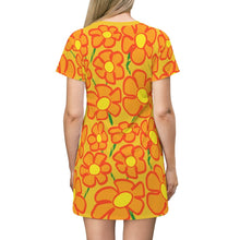 Load image into Gallery viewer, Orangeflower Pattern on Gold - AOP T-Shirt Dress - Keen Eye Design