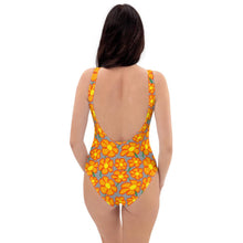 Load image into Gallery viewer, Orangeflower Pattern on Med Gray - AOP One-Piece Swimsuit - Keen Eye Design