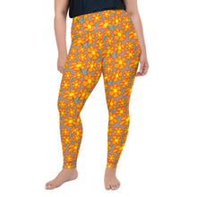 Load image into Gallery viewer, Orangeflower Pattern on Med Gray - AOP Plus Size Leggings - Keen Eye Design