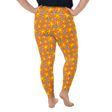 Load image into Gallery viewer, Orangeflower Pattern on Med Gray - AOP Plus Size Leggings - Keen Eye Design