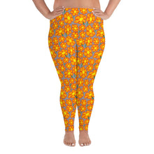 Load image into Gallery viewer, Orangeflower Pattern on Med Gray - AOP Plus Size Leggings - Keen Eye Design
