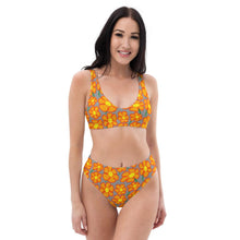 Load image into Gallery viewer, Orangeflower Pattern on Med Gray - Recycled AOP High-waisted Bikini - Keen Eye Design