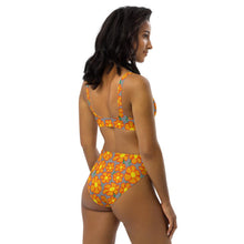 Load image into Gallery viewer, Orangeflower Pattern on Med Gray - Recycled AOP High-waisted Bikini - Keen Eye Design