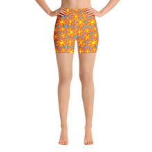 Load image into Gallery viewer, Orangeflower Pattern on Med Gray - Yoga Shorts - Keen Eye Design