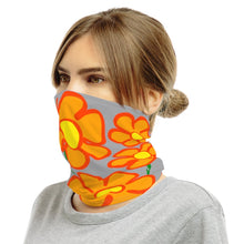 Load image into Gallery viewer, Orangeflower Pattern on Med Gray (big) - Neck Gaiter - Keen Eye Design