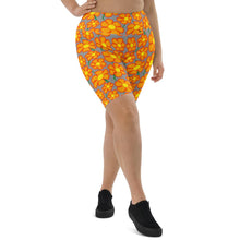 Load image into Gallery viewer, Orangeflower Pattern on Med Grey - Biker Shorts - Keen Eye Design