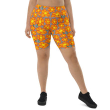 Load image into Gallery viewer, Orangeflower Pattern on Med Grey - Biker Shorts - Keen Eye Design