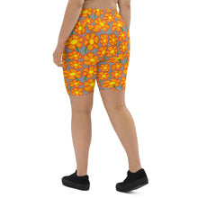 Load image into Gallery viewer, Orangeflower Pattern on Med Grey - Biker Shorts - Keen Eye Design