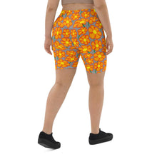 Load image into Gallery viewer, Orangeflower Pattern on Med Grey - Biker Shorts - Keen Eye Design