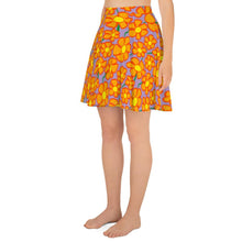 Load image into Gallery viewer, Orangeflower Pattern on Purple - AOP Skater Skirt - Keen Eye Design