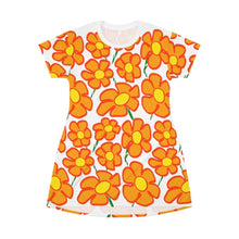Load image into Gallery viewer, Orangeflower Pattern on White - AOP T-Shirt Dress - Keen Eye Design
